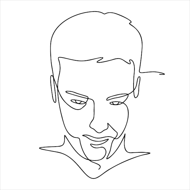 Vector man one line art drawing face portrait continuous line art drawing abstract minimal design.