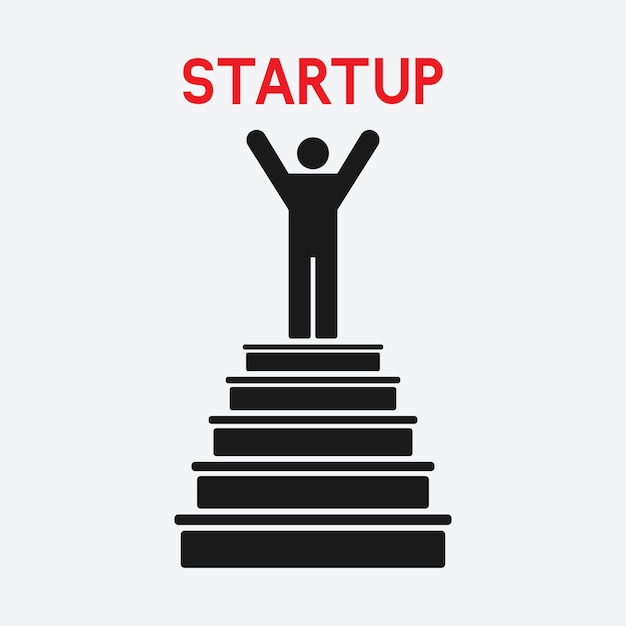 Man op de top startup concept