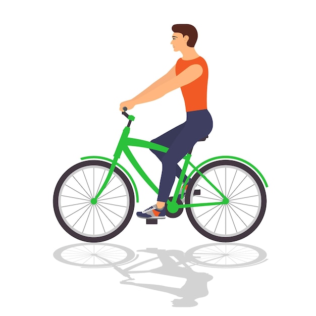 Man op fiets geïsoleerd op witte achtergrond Vector illustratie