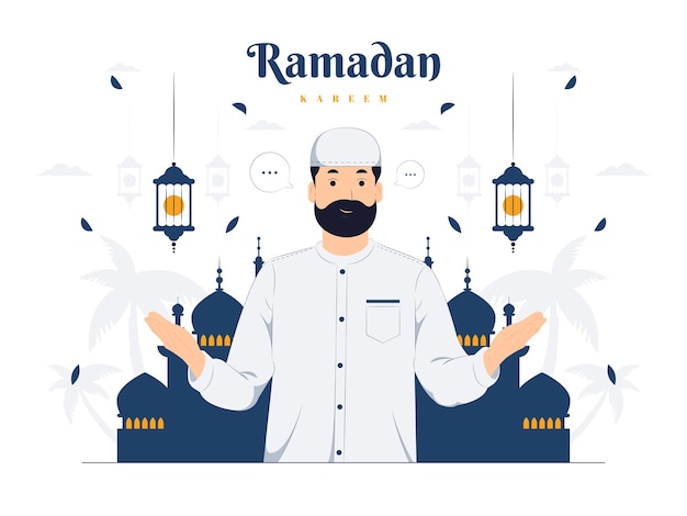 Man op ramadan kareem concept illustratie