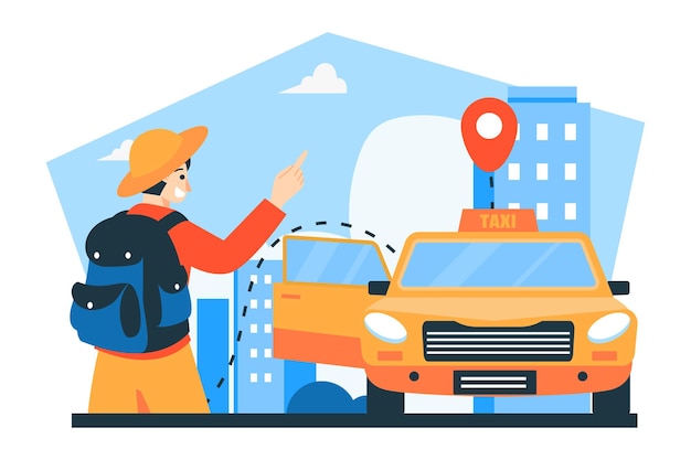 a man ordering a taxi