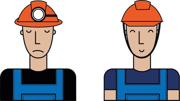 Vector man in overalls and construction helmet on a white background