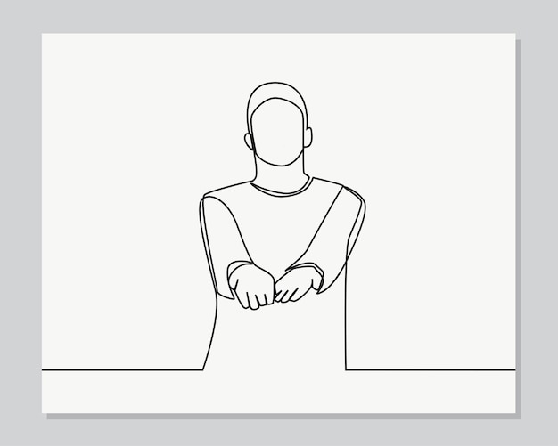 Man palm hand open gesture continuous one line illustration