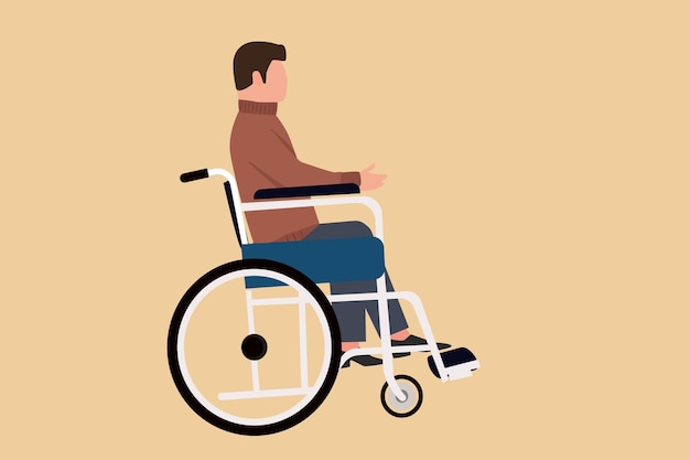 Vector a man patient in a wheelchair in health care illustration