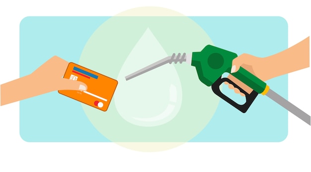A man paying gasoline fuel using credit card