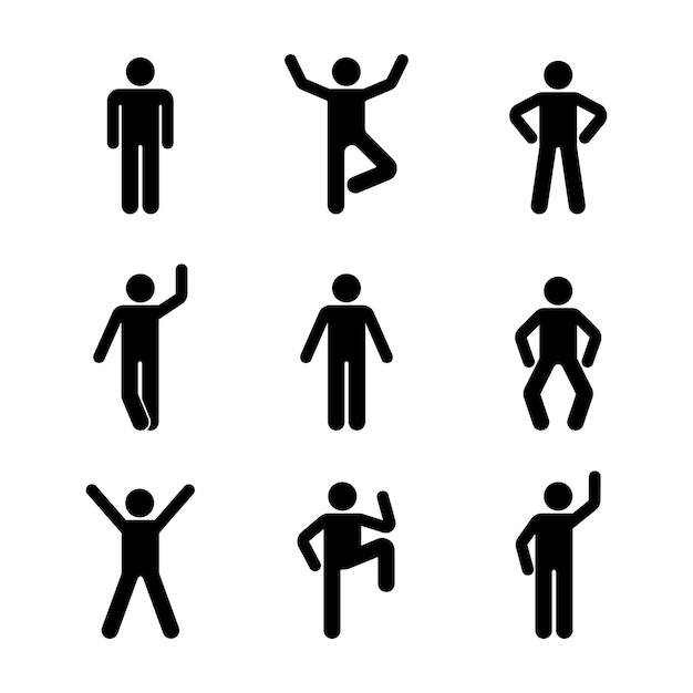 Vector man people various standing position