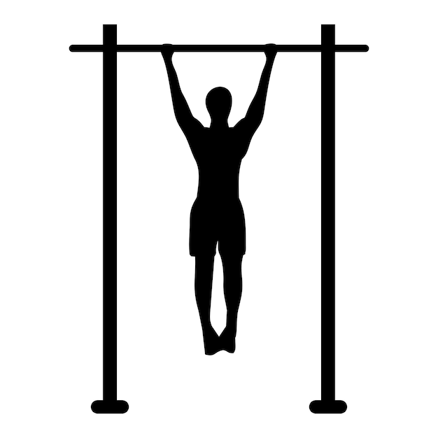 横のバーでプルアップ運動をしている男性