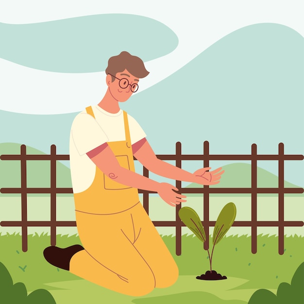 Man in planting field