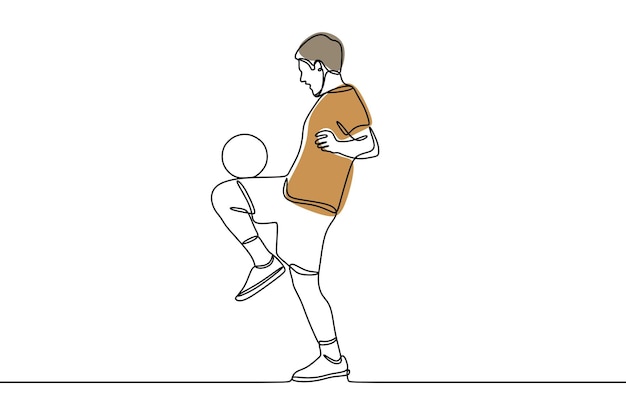 Man play soccer oneline continuous line art