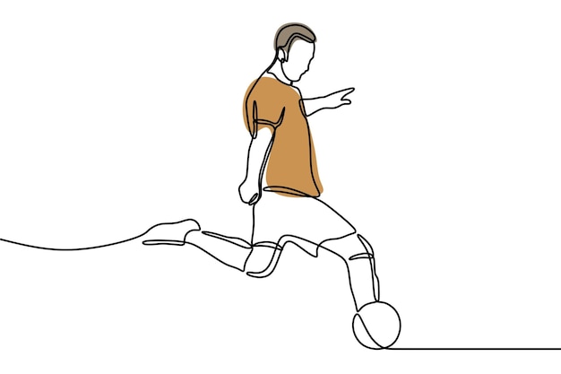 Man play soccer oneline continuous line art