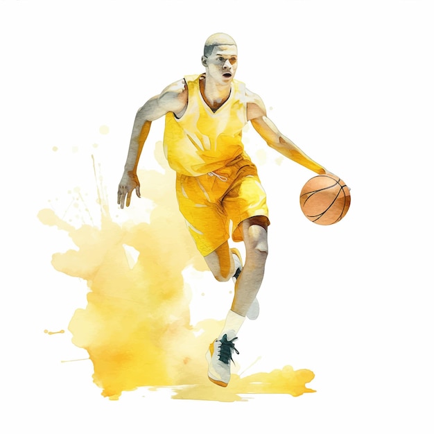 A man playing BasketBall watercolor paint