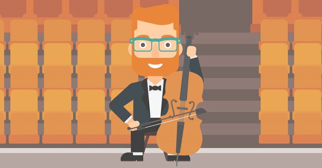 Vector man playing cello.