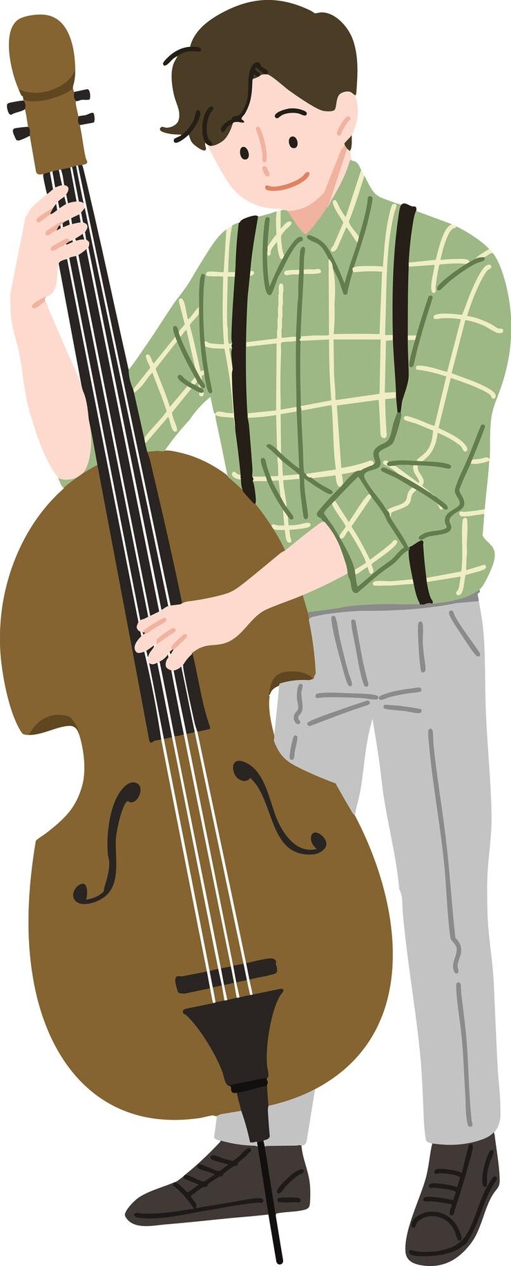 Vector man playing a double bass
