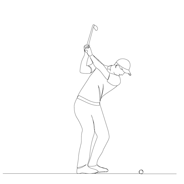 man playing golf sketch on white background vector