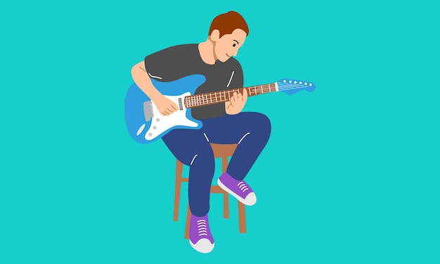 Vector man playing guitar