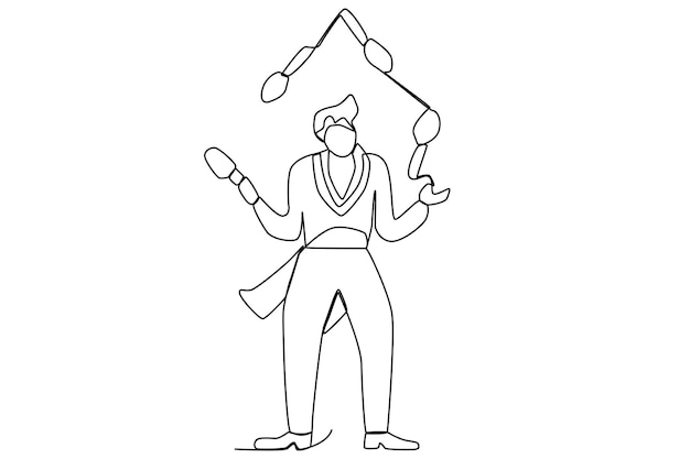 Man playing juggler in carnival one line art