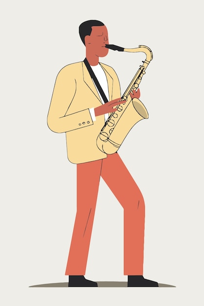 サックスの楽器を演奏する男