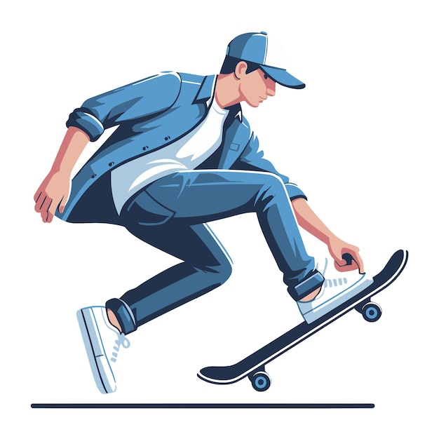 Man playing skateboard vector illustration skateboarding sport game male player in action