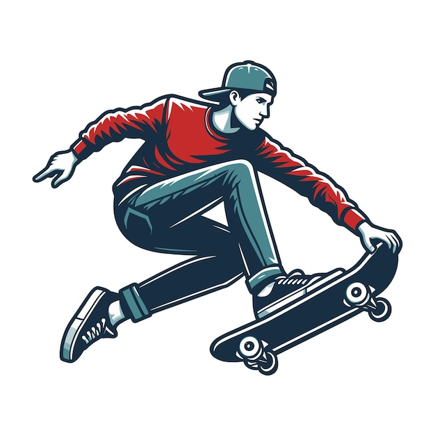 Man playing skateboard vector illustration skateboarding sport game male player in action