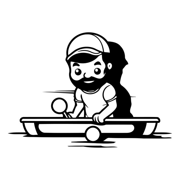 Man playing table tennis vector illustration Cartoon character in flat style