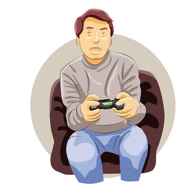 Man playing video game felling excited and fun