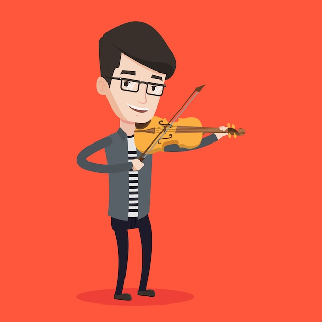 バイオリンの図を演奏する男。