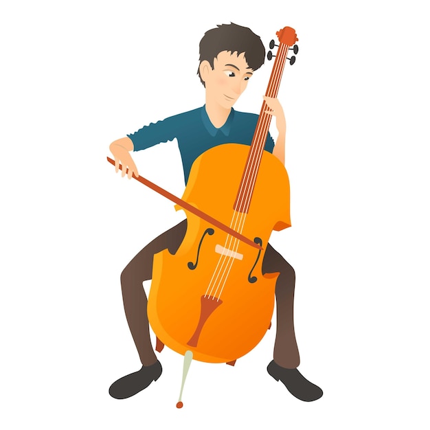 Man plays on cello icon Flat illustration of man plays on cello vector icon for web
