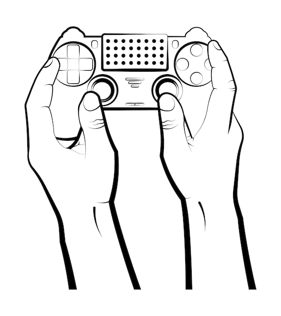 Man plays on a game console using a wireless joystick Video Game Controller Isolated vector on white background