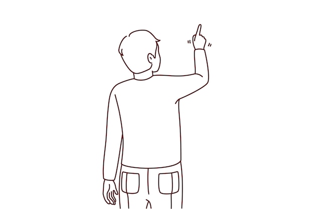 Man pointing at blank space with finger