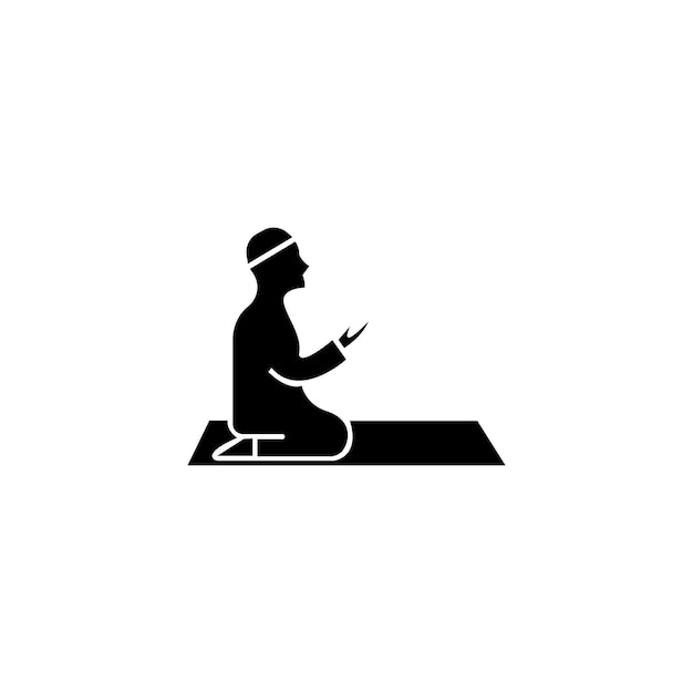 Vector a man praying in a white background with a black silhouette