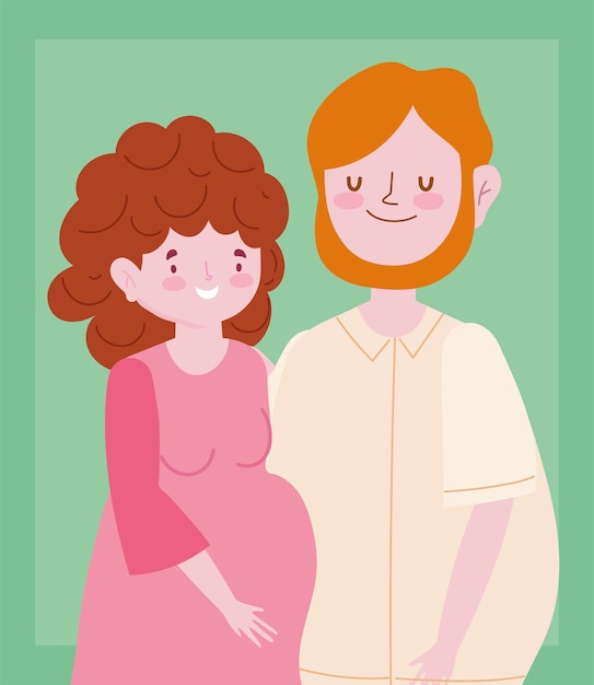 Vector man and pregnant woman