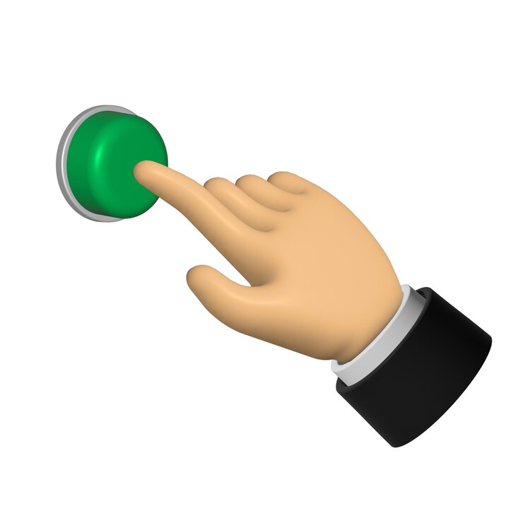 Vector a man pressing switch on 3d button concept vector illustration