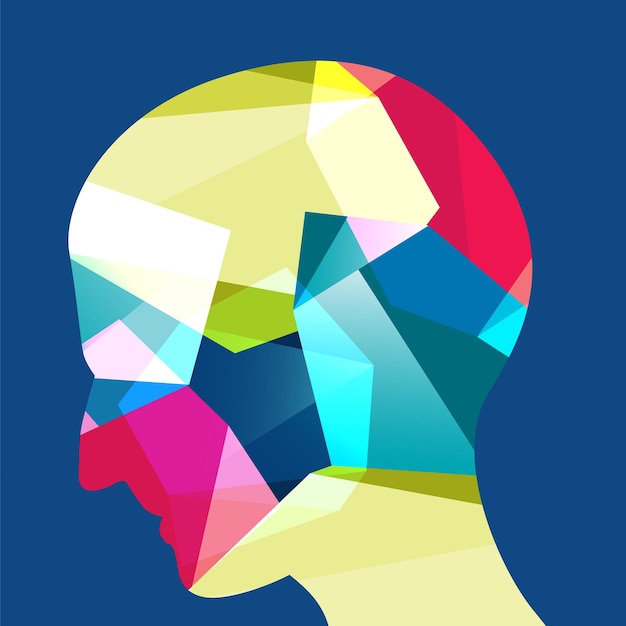 Man profile head Headache schizophrenia mental health concept Vector Illustration