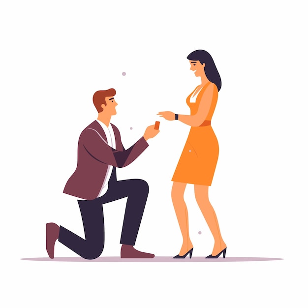 Man proposing to a woman Vector illustration