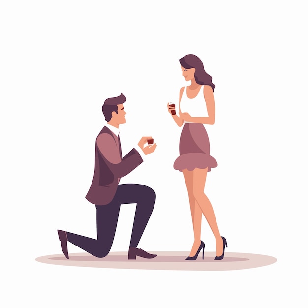 Man proposing to a woman Vector illustration