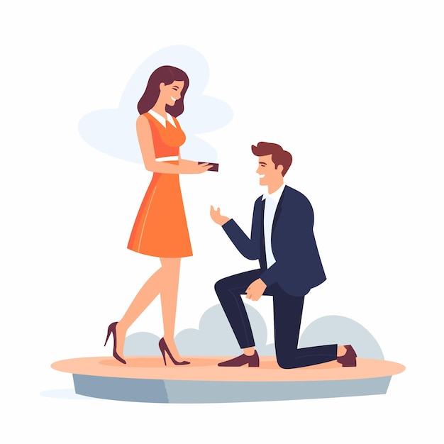 Man proposing to a woman Vector illustration