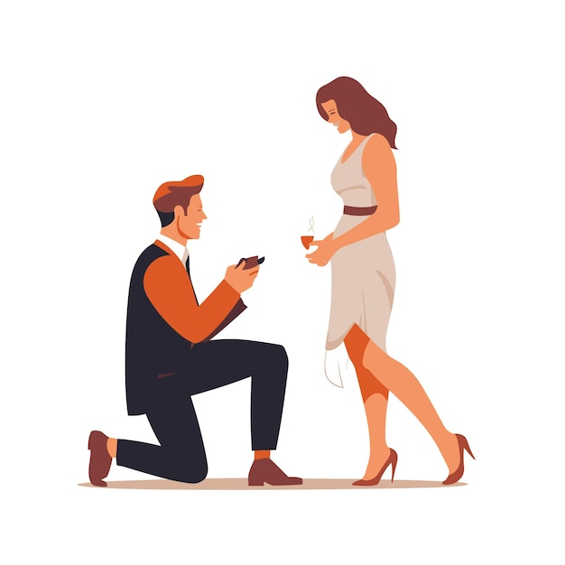 Vector man proposing to a woman vector illustration