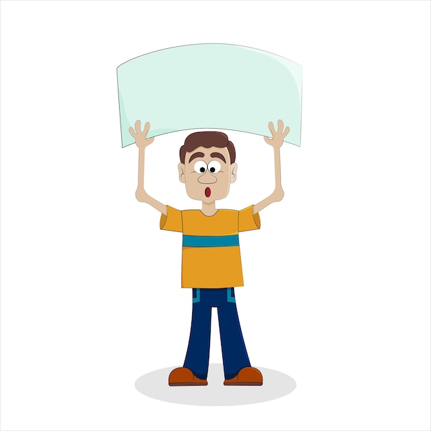 A man protests with a placard Isolate on white background Vector illustration