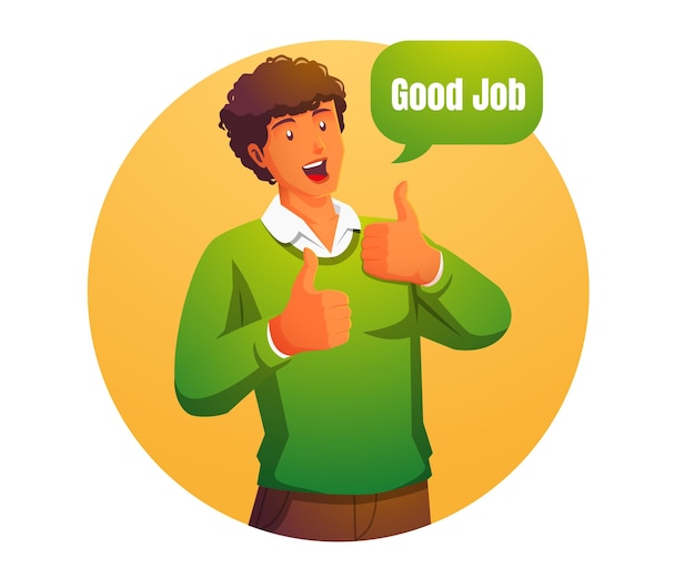 a man raises a thumbs up giving a good job rating