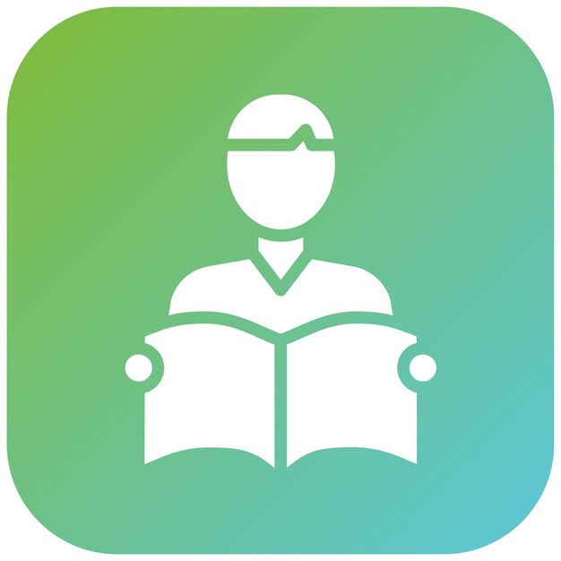 緑と青の背景で本を読んでいる男