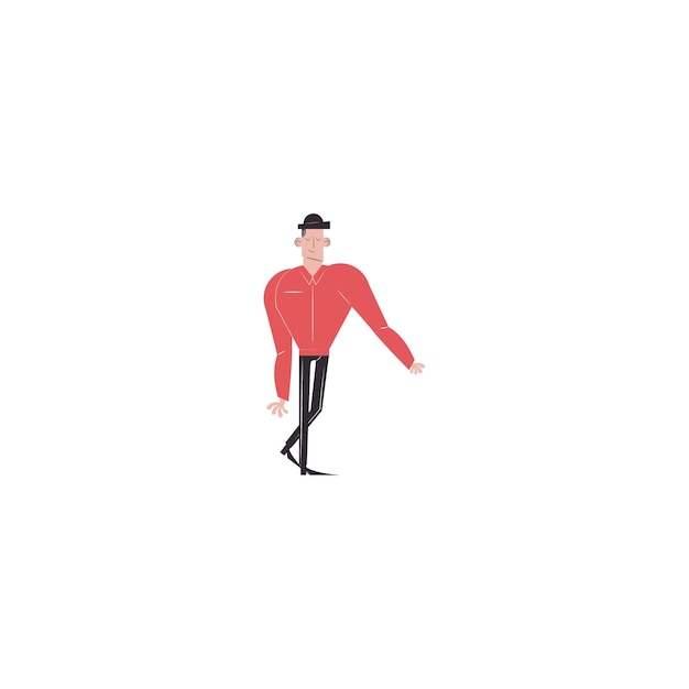 Vector a man in a red jacket is standing on a platform