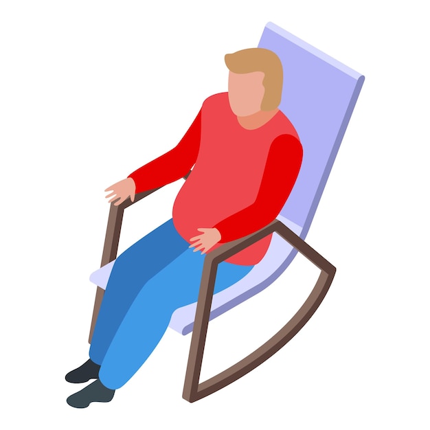 Man retirement rocking chair icon Isometric of man retirement rocking chair vector icon for web design isolated on white background