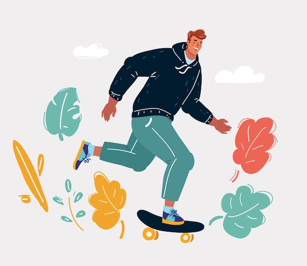 Мужчина едет на скейт-транспорте