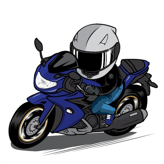 男はスポーツバイクの漫画に乗る。スピードバイクイラスト