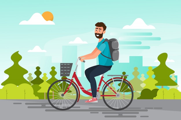 Man riding bicycle to the office