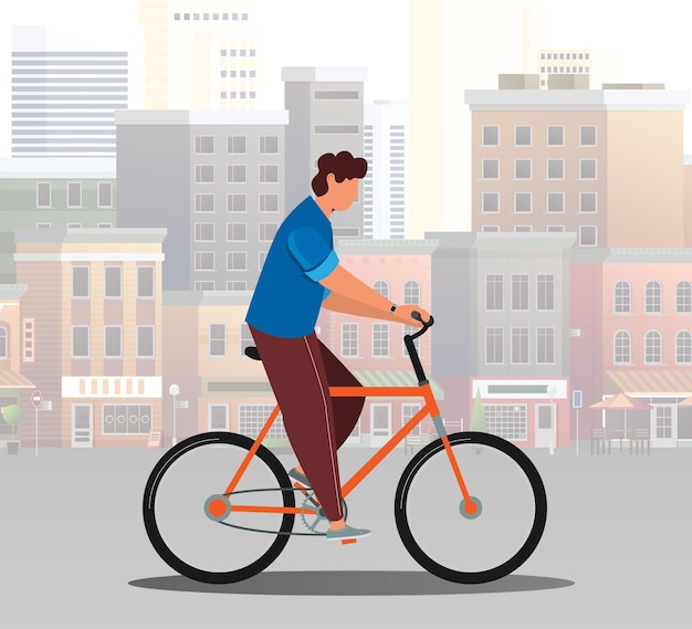 Man riding a bicycle Vector illustration