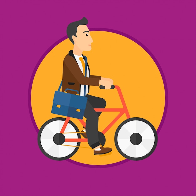 Vector man riding bicycle.