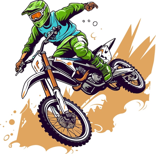 A man riding a dirt bike with a helmet on.