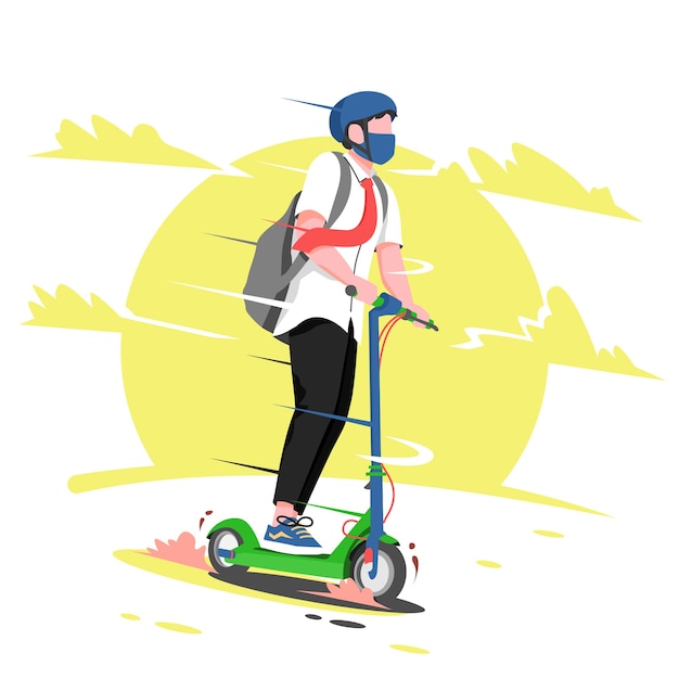 Uomo che guida uno scooter elettrico