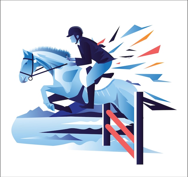 Vettore un uomo a cavallo illustrazione di cavalli